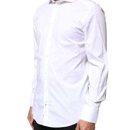 Dolce & Gabbana White GOLD Cotton Long Sleeves Dress Shirt