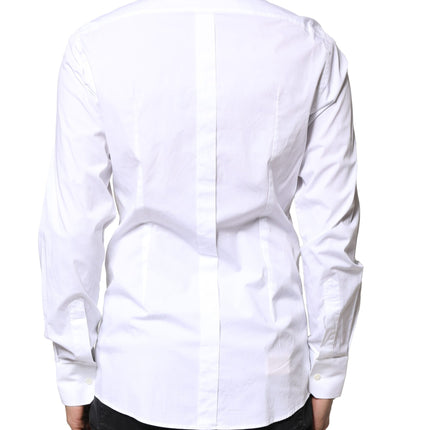 Dolce & Gabbana White GOLD Cotton Long Sleeves Dress Shirt