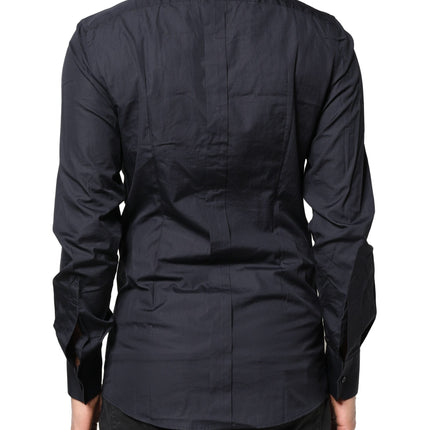 Dolce & Gabbana Dark Blue GOLD Cotton Long Sleeves Dress Shirt
