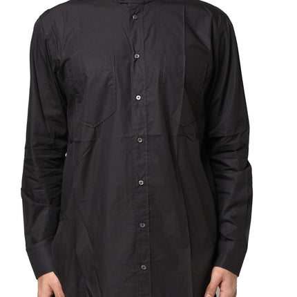 Dolce & Gabbana Black Cotton Button Down Men Casual Shirt