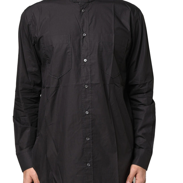 Dolce & Gabbana Black Cotton Button Down Men Casual Shirt