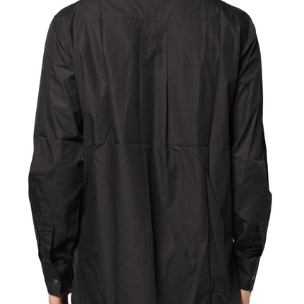 Dolce & Gabbana Black Cotton Button Down Men Casual Shirt