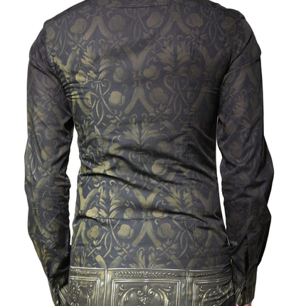 Dolce & Gabbana Black Royal Pet Portrait GOLD Dress Shirt