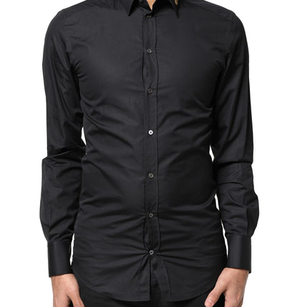 Dolce & Gabbana Black Love Embroidery GOLD Formal Dress Shirt