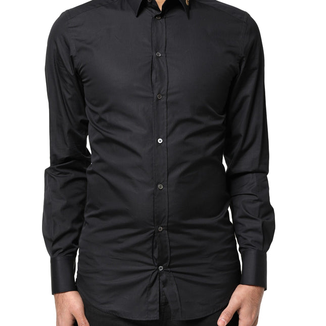 Dolce & Gabbana Black Love Embroidery GOLD Formal Dress Shirt