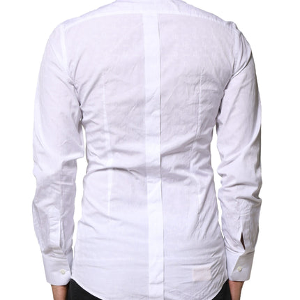 Dolce & Gabbana White GOLD Cotton Long Sleeves Dress Shirt