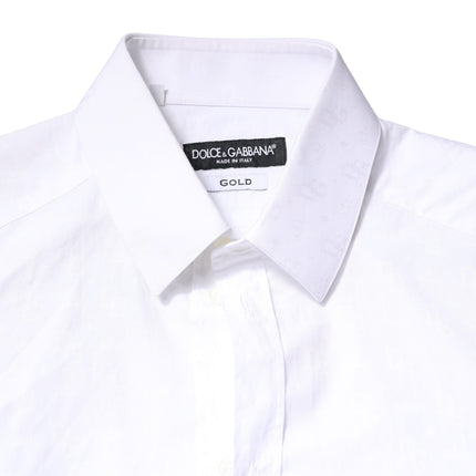 Dolce & Gabbana White GOLD Cotton Long Sleeves Dress Shirt