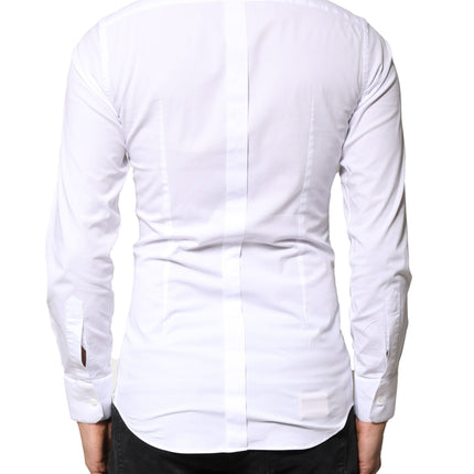 Dolce & Gabbana White GOLD Cotton Long Sleeves Dress Shirt