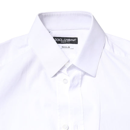 Dolce & Gabbana White GOLD Cotton Long Sleeves Dress Shirt