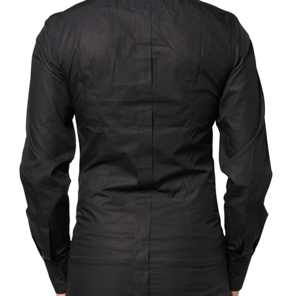 Dolce & Gabbana Black GOLD Cross Embellished Men Dress Shirt