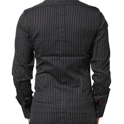 Dolce & Gabbana Black GOLD Patterned Cotton Men Dress Shirt