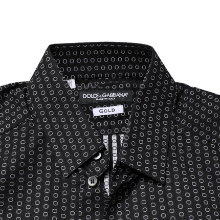 Dolce & Gabbana Black GOLD Patterned Cotton Men Dress Shirt