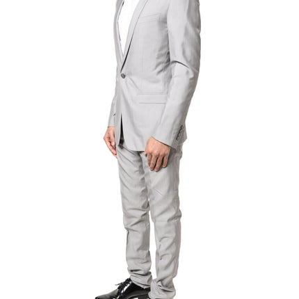 Dolce & Gabbana Light Gray Wool GOLD 2 Piece Formal Suit