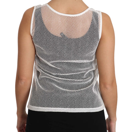 Dolce & Gabbana White Net  Transparent Sleeveless Tank Top