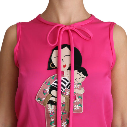Dolce & Gabbana Pink Family Silk Tank  Mama Blouse Top Shirt