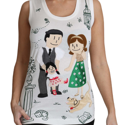 Dolce & Gabbana White Cotton #dgfamily Sleeveless Shirt Tank Top