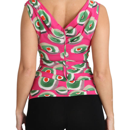 Dolce & Gabbana Pink Silk Stretch Sicilian Cake Top