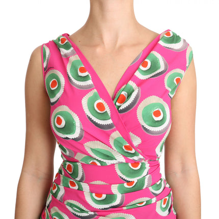 Dolce & Gabbana Pink Silk Stretch Sicilian Cake Top