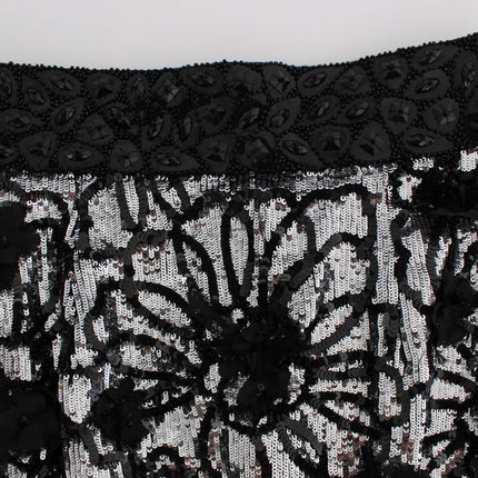 Dolce & Gabbana Black Crystal Sequined Mini Shorts