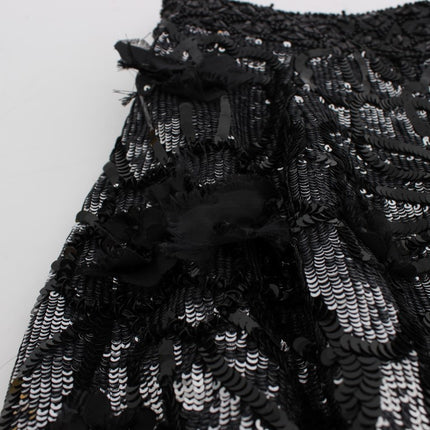 Dolce & Gabbana Black Crystal Sequined Mini Shorts