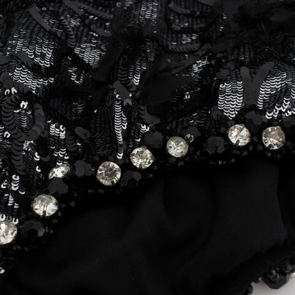 Dolce & Gabbana Black Crystal Sequined Mini Shorts