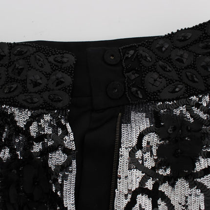 Dolce & Gabbana Black Crystal Sequined Mini Shorts