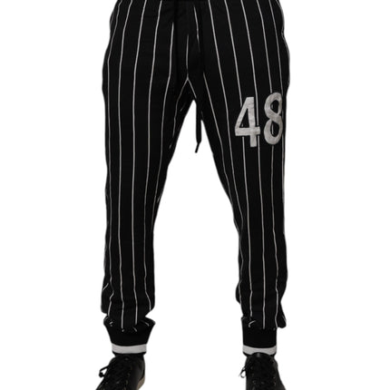Dolce & Gabbana Black White Stripes Jogger Sweatpants Pants