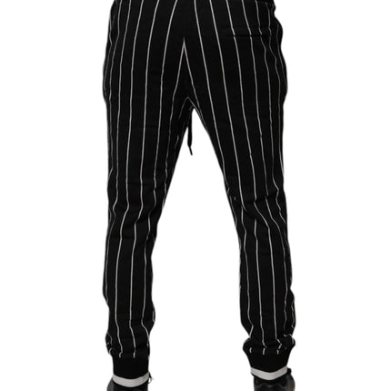 Dolce & Gabbana Black White Stripes Jogger Sweatpants Pants