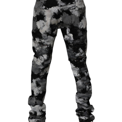 Dolce & Gabbana Multicolor Camouflage Tattered Skinny Denim Jeans