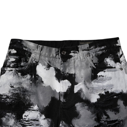 Dolce & Gabbana Multicolor Camouflage Tattered Skinny Denim Jeans