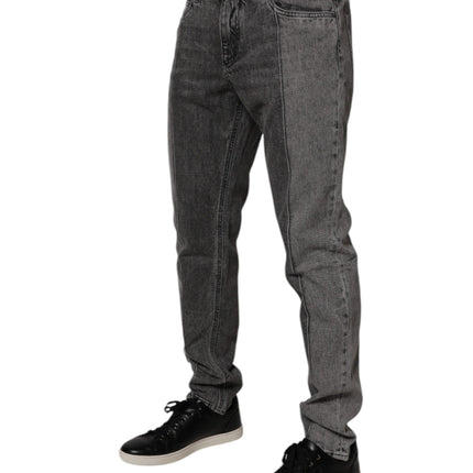 Dolce & Gabbana Two Tone Gray Cotton Denim Jeans