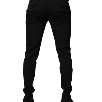 Dolce & Gabbana Black Wool Tapered Formal Dress Pants