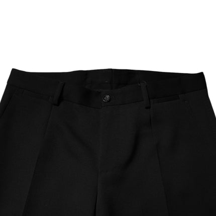 Dolce & Gabbana Black Wool Tapered Formal Dress Pants