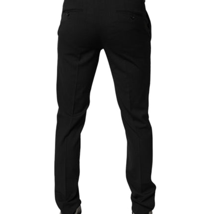 Dolce & Gabbana Black Polyester Tapered Formal Men Dress Pants