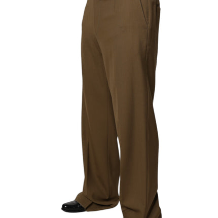 Dolce & Gabbana Brown Wool Straight Formal Dress Pants