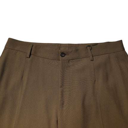 Dolce & Gabbana Brown Wool Straight Formal Dress Pants