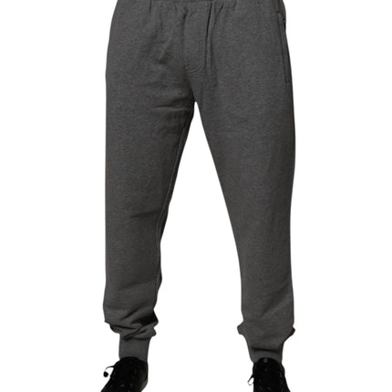 Dolce & Gabbana Gray Logo Cotton Jogger Men Sweatpants Pants