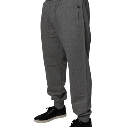 Dolce & Gabbana Gray Logo Cotton Jogger Men Sweatpants Pants