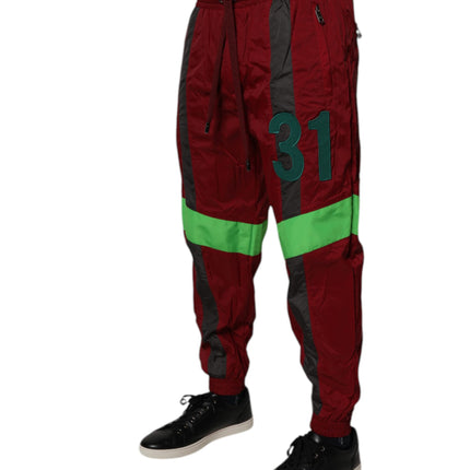 Dolce & Gabbana Maroon Nylon Men Jogger Sweatpants Pants