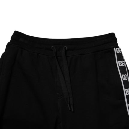 Dolce & Gabbana Black Cotton Blend Cropped Sweatpants Pants
