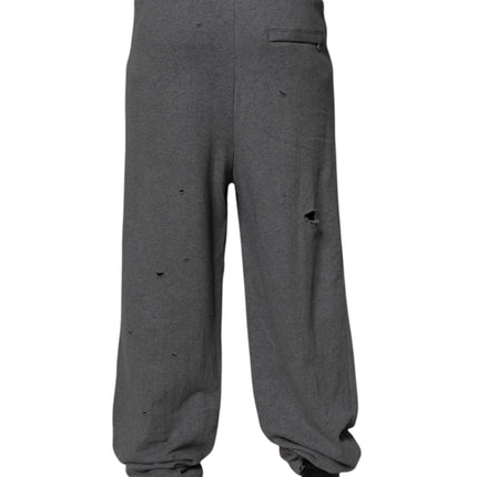 Dolce & Gabbana Gray Cotton RipStyle Straight Sweatpants Pants