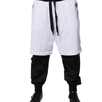 Dolce & Gabbana Black White Cotton Layered Sweatpants Pants