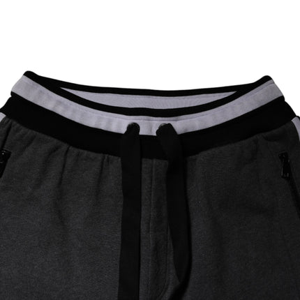Dolce & Gabbana Black Gray Cotton Layered Men Sweatpants Pants