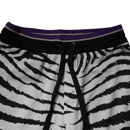 Dolce & Gabbana Black White Zebra Men Jogger Sweatpants Pants