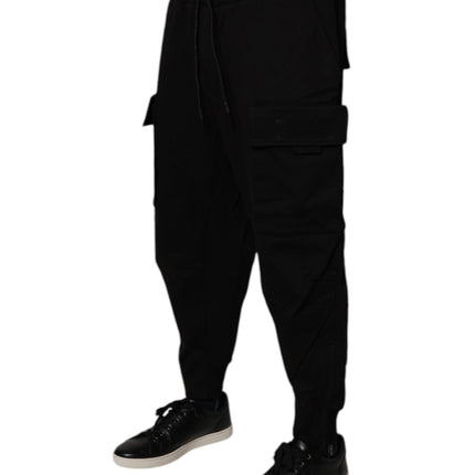 Dolce & Gabbana Black Cotton Men Cargo Jogger Sweatpants Pants
