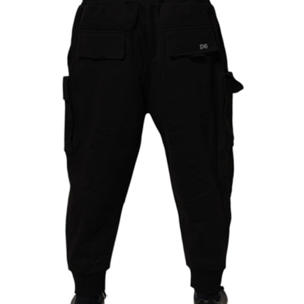 Dolce & Gabbana Black Cotton Men Cargo Jogger Sweatpants Pants