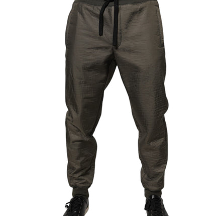 Dolce & Gabbana Brown Lambskin Leather Men Sweatpants Pants