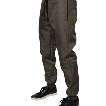 Dolce & Gabbana Brown Lambskin Leather Men Sweatpants Pants
