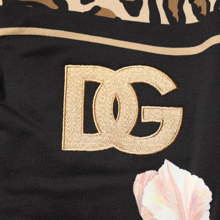 Dolce & Gabbana Black Floral Cotton Jogger Sweatpants Pants