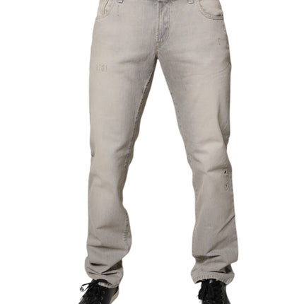 Dolce & Gabbana Light Gray Cotton Skinny Denim Jeans